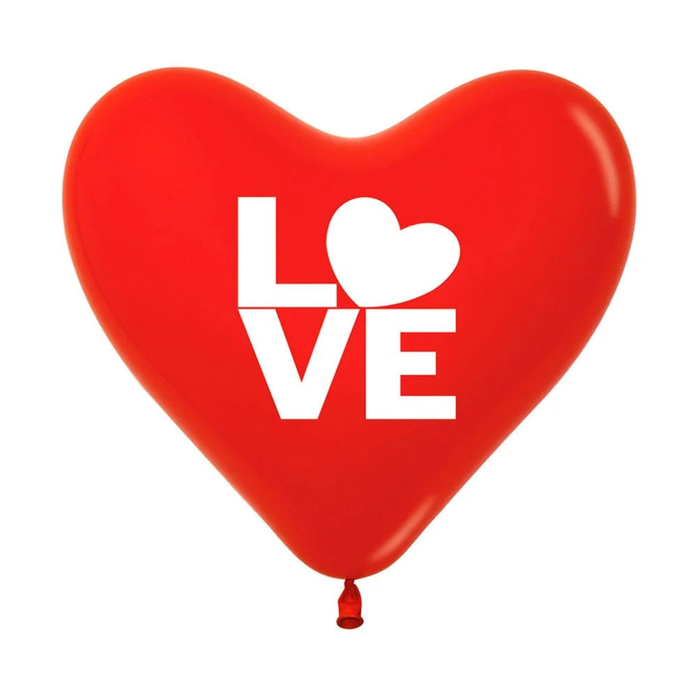 GLOBO LATEX CORAZON 2 CARAS LOVE F ROJO