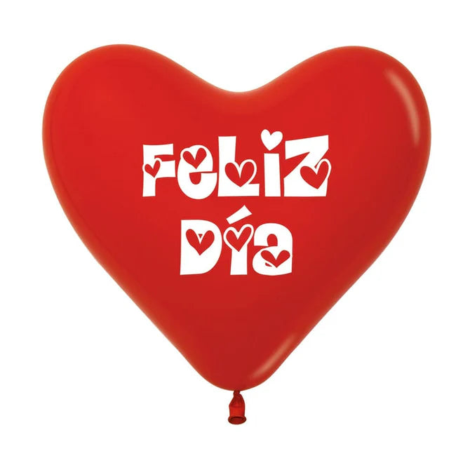 GLOBO CORAZON FELIZ DIA FASHION ROJO