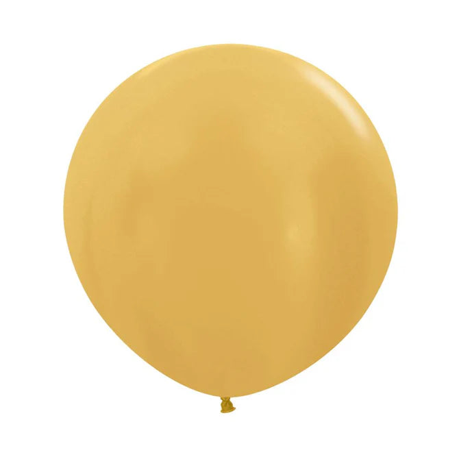 GLOBO LATEX REDONDO PASTEL METAL DORADO