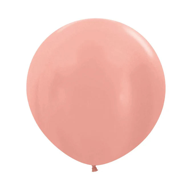 GLOBO LATEX REDONDO PASTEL METAL DORADO ROSA
