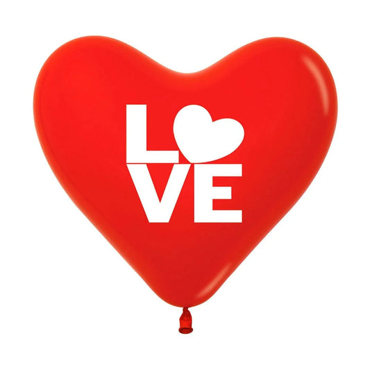 GLOBO LATEX CORAZON 2 CARAS LOVE F ROJO