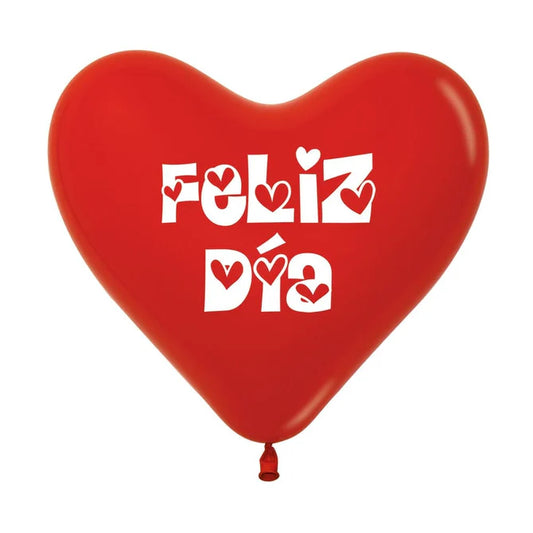 GLOBO CORAZON FELIZ DIA FASHION ROJO